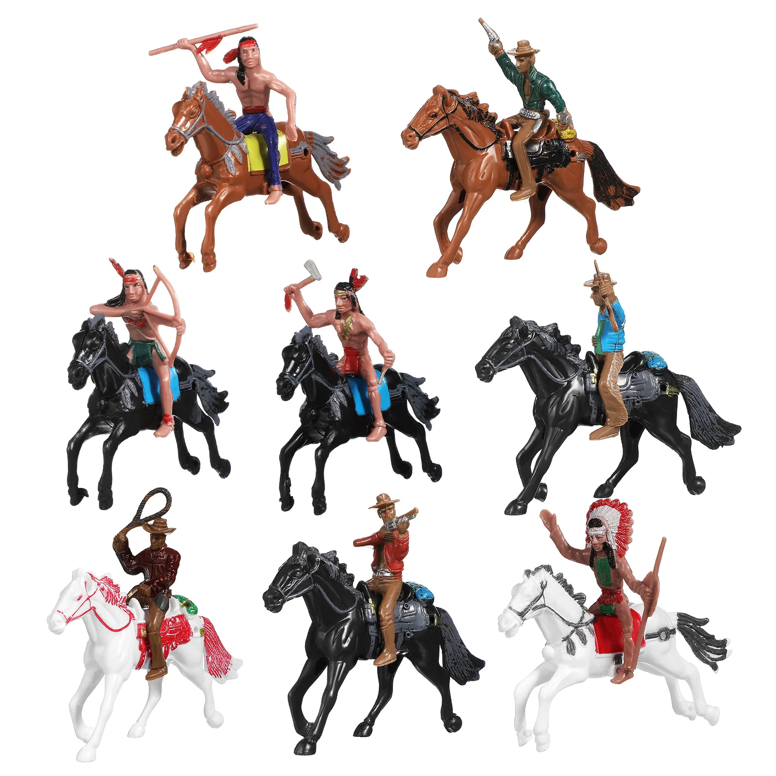 Horse Riding Model Figures Toys Toddler Puppet Desktop Adornment Character Models Plastic Cowboy Ornaments Kids