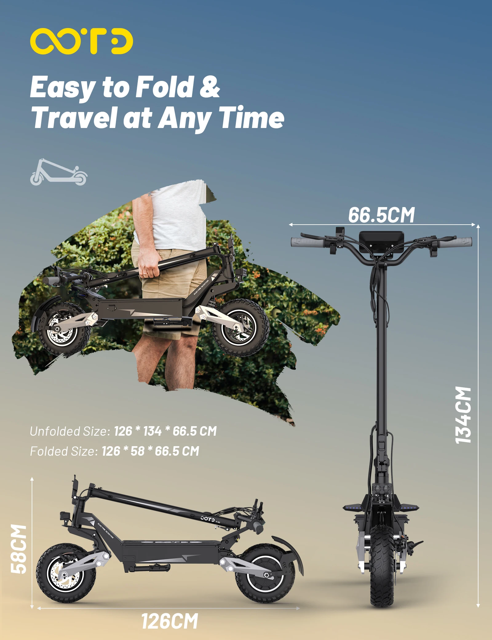 trottinette électrique tout-terrain – vue détaillée