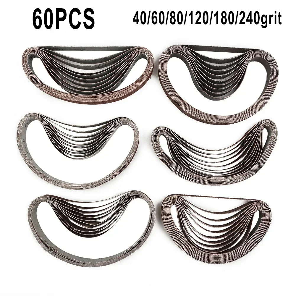 Grit Sanding Belts Components Easy To Use Gadget Useful 13x457mm 40/60/80/120/180/240Grit 60pcs Accessories Replacement Set