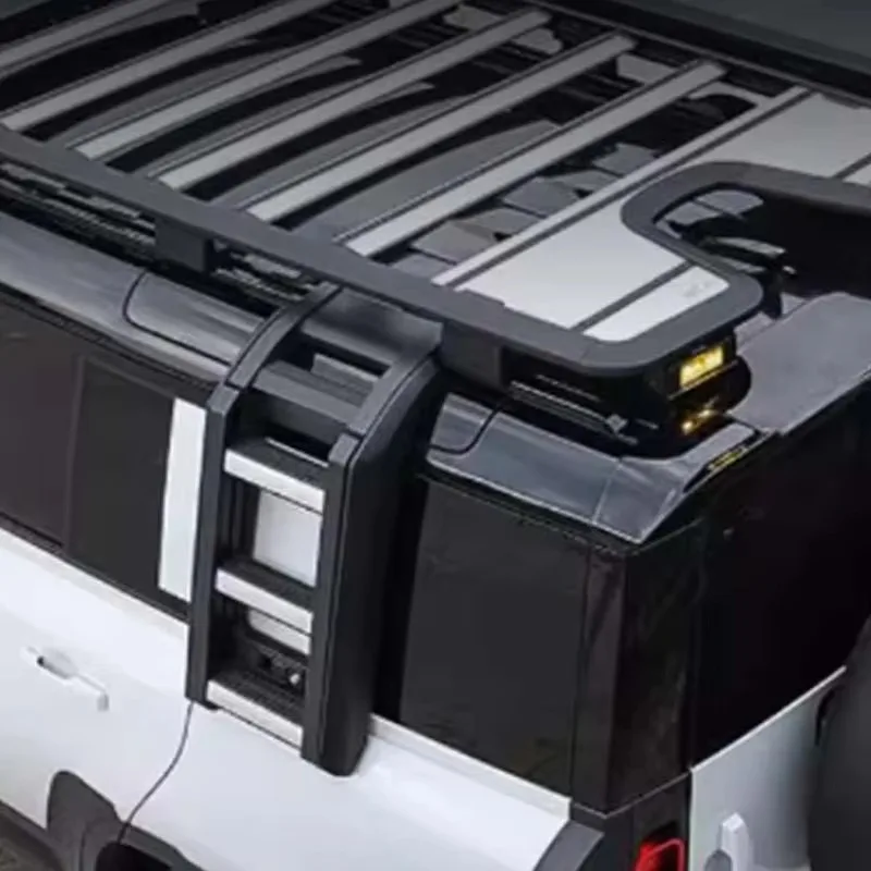 New Upgraded External Modification 2-piece Set Side Ladder Multi-Function Roof Platform Rack for Defender Accessories