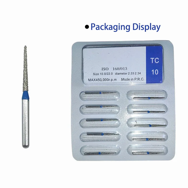 10Pcs/Pack Dental Diamond Bur Drills Dental Lab Polishing Tools For High Speed Handpiece Turbine Dental Materials