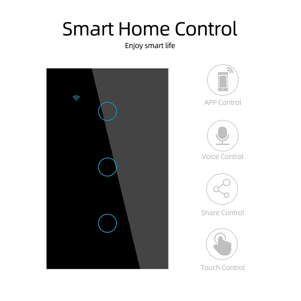 US WiFi Smart,Touch Light Switch,Works with Alexa Google Home,Neutral Wire Required,1/2/3 Gang,100-240V,CozyLife App Control image 4