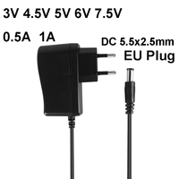 AC 100-240V To DC Power Supply 3V 4.5V 5V 6V 7.5V 0.5A 1A Adapter EU Plug Charger For LED Light Lamp CCTV Camera