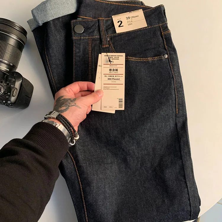 

Мужские джинсы Slim Fit прямого кроя с застежкой-молнией, износостойкие, для путешествий, модные, городские, со средней посадкой, из денима Red Ear