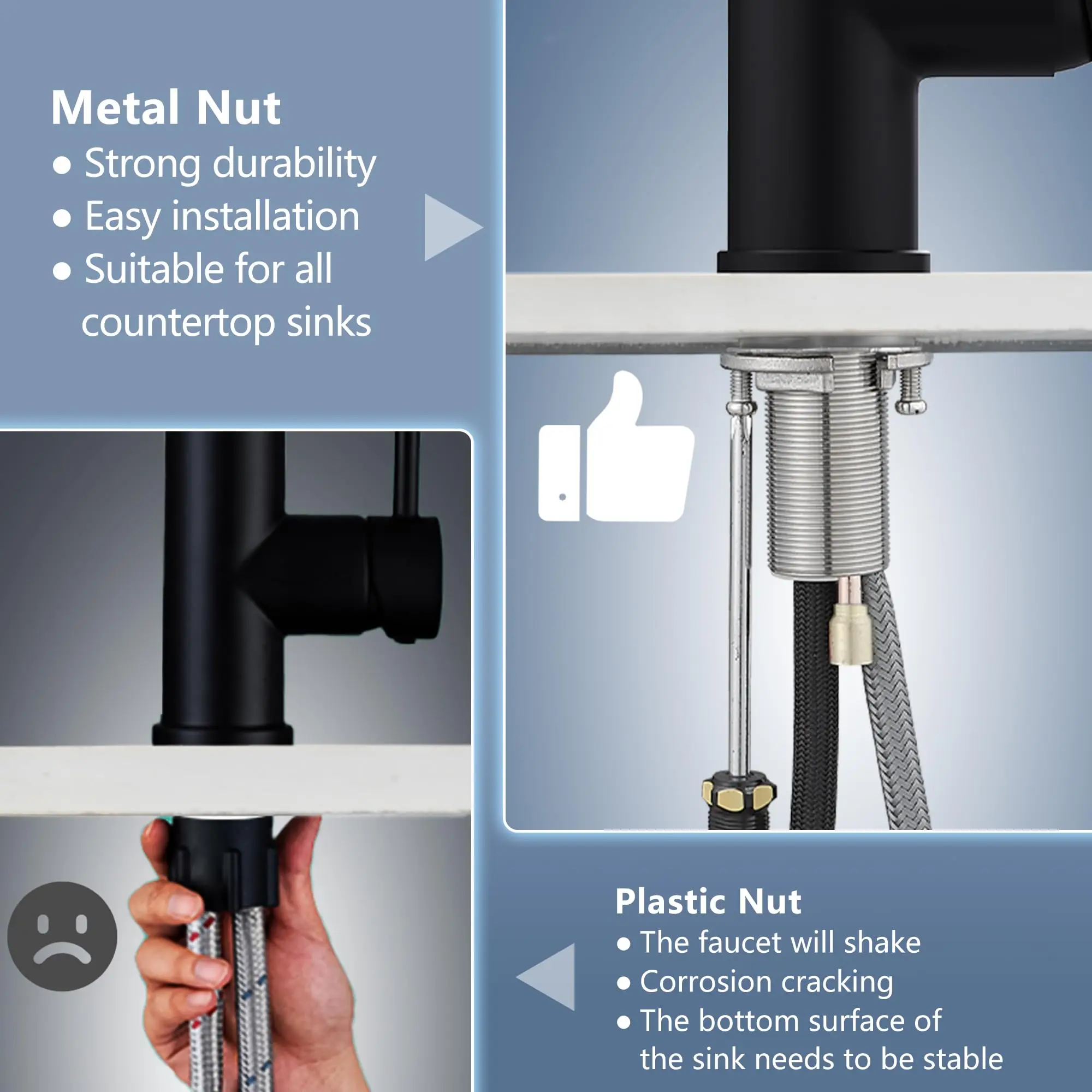 Black Kitchen Faucet with Pull Down Sprayer Single Hole Spring Kitchen Sink Faucet, Suitable for Farmhouses, RV, Laundry Room