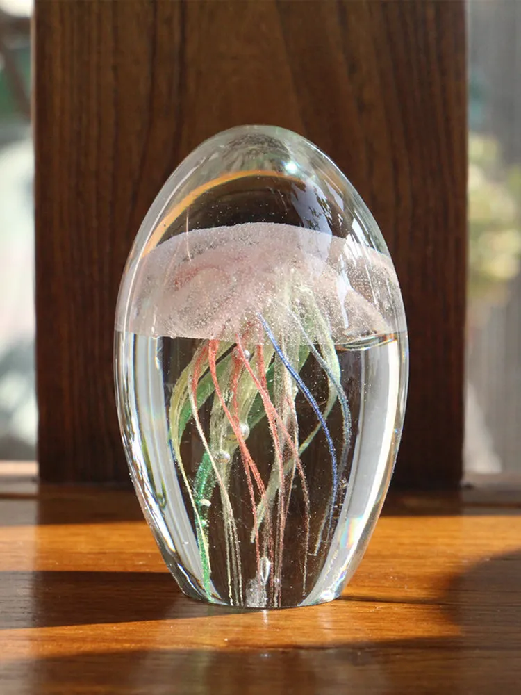 

Светящийся стеклянный ночник-медуза: декор с морскими животными, подарок на Новый год для девушки, скандинавский настольный орнамент