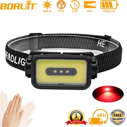 BORUiT K352 500LM COB Motion Sensor LED Headlamp 5-Mode Type-C Rechargeable Headlight Waterproof Outdoor Camping Head Torch