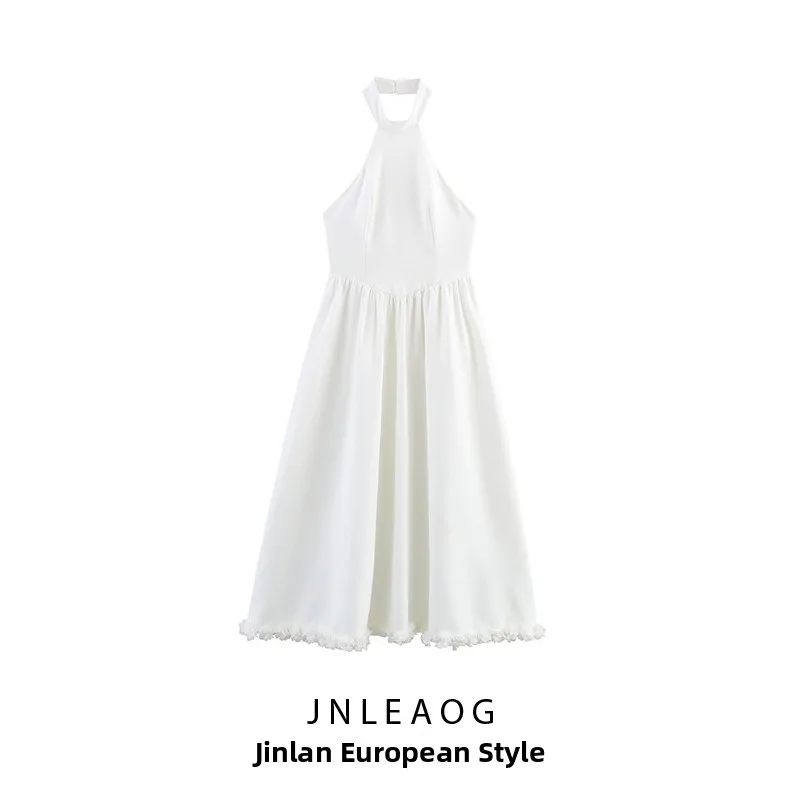 Faionable printemps nouveau femme Dr JNLEAOG Ne t-shirt suspendu décoration florale dimensionnelle taille haute fibre de Polyester Dr