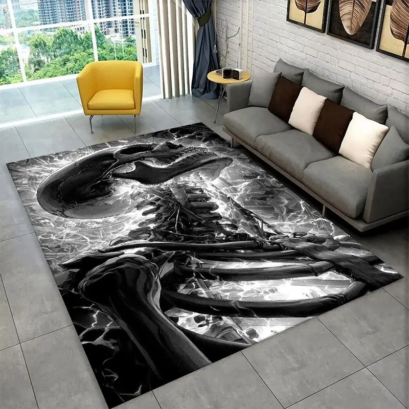 Horror Skeleton Skull Gothic Large Area Rug Non-slip Durable Carpet for Bedroom Living Room Sofa Doormat Home Decor Floor Mat - view 5