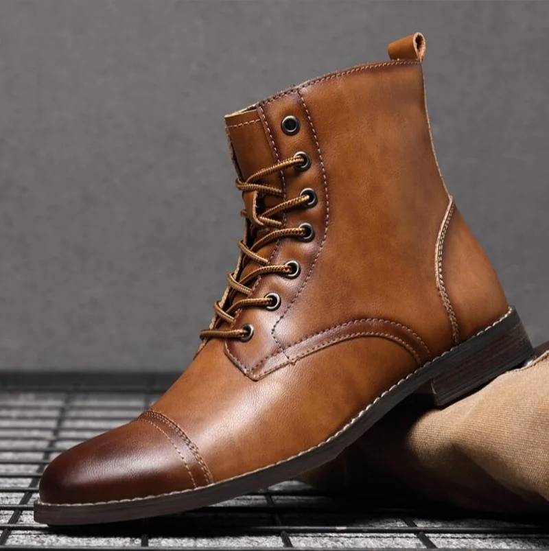 

Men Fashion Boots New Arrival Britsh Vintage Leather Boots Shoes Men Boots Autumn Winter Design Men's Ankle Boots Plus Size