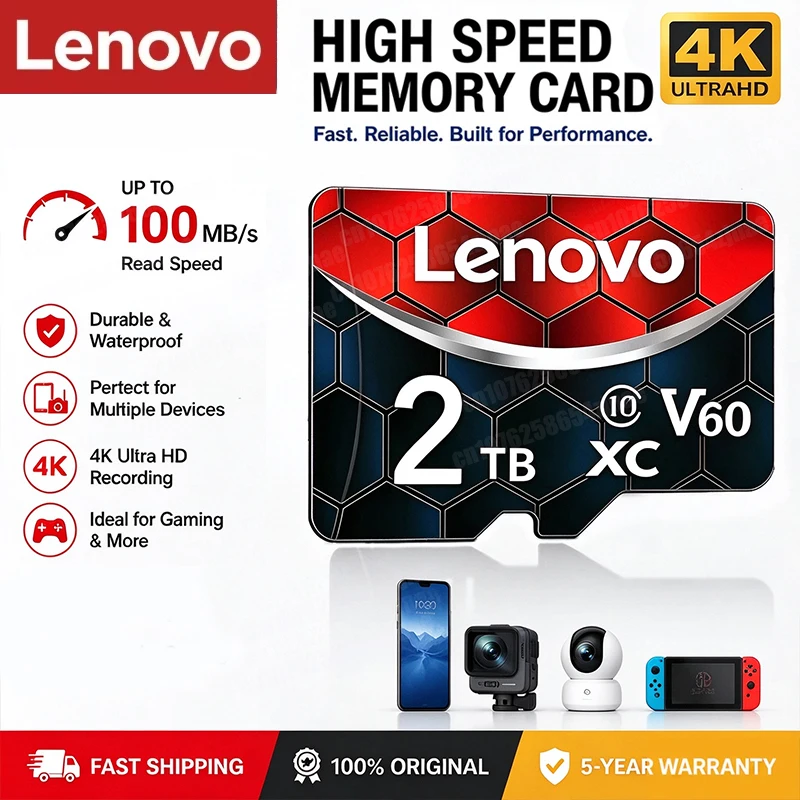 Lenovo High Speed Expansion Mobile Phone Memory Card 2TB TF Card 1TB Mini SD Card 512GB TF SD Card For Nintendo Switch Camera