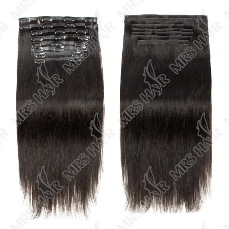 Clip invisibile in PU nell'estensione dei capelli umani Trama del nastro senza soluzione di continuità Trama del nastro sottile e morbido 7 pezzi / set 12-24 pollici 100G 120G Clip sui capelli