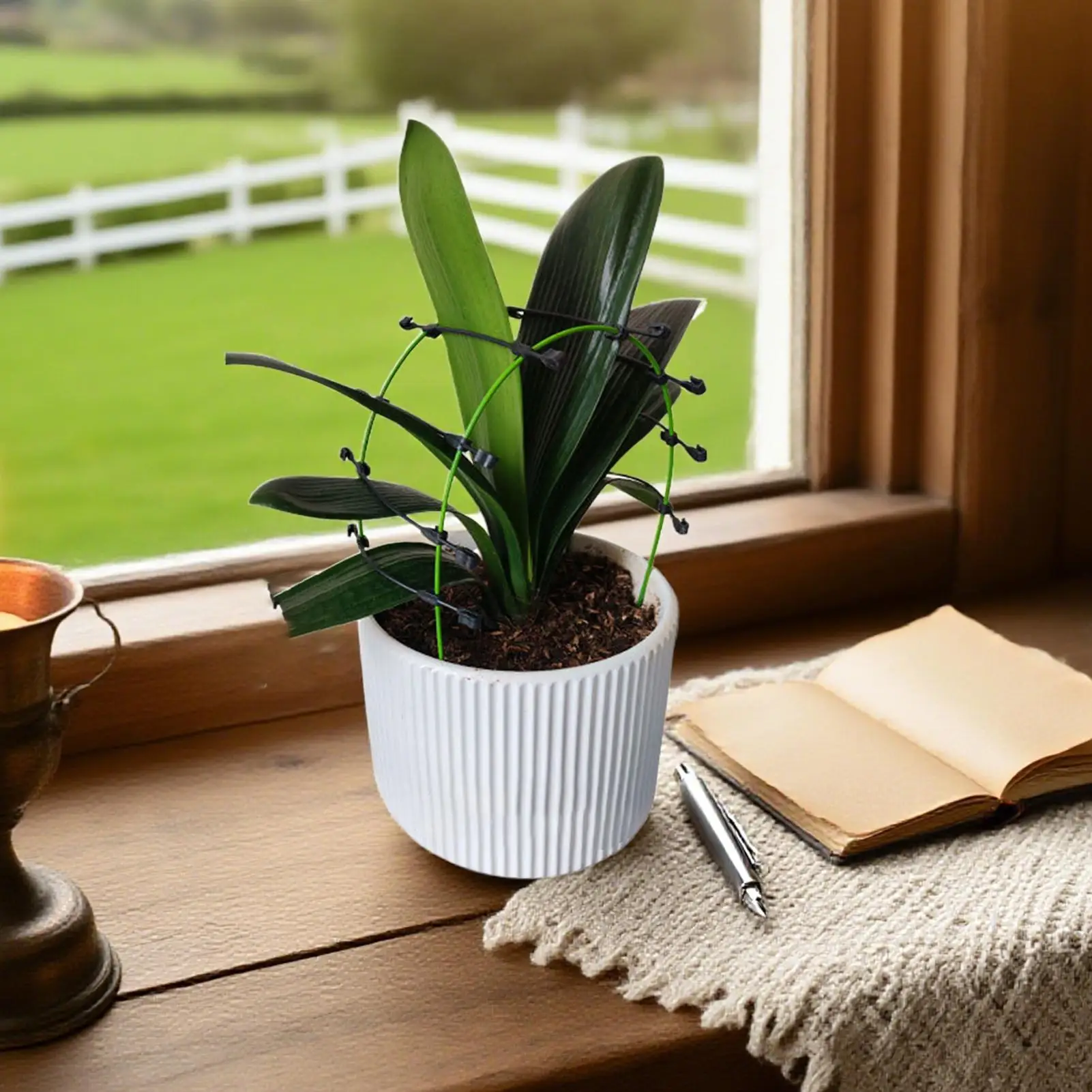 

Колья и опоры для растений, колья и опоры для цветов, гибкий металлический держатель с зажимами для листового двора, теплицы, пейзажа, лужайки