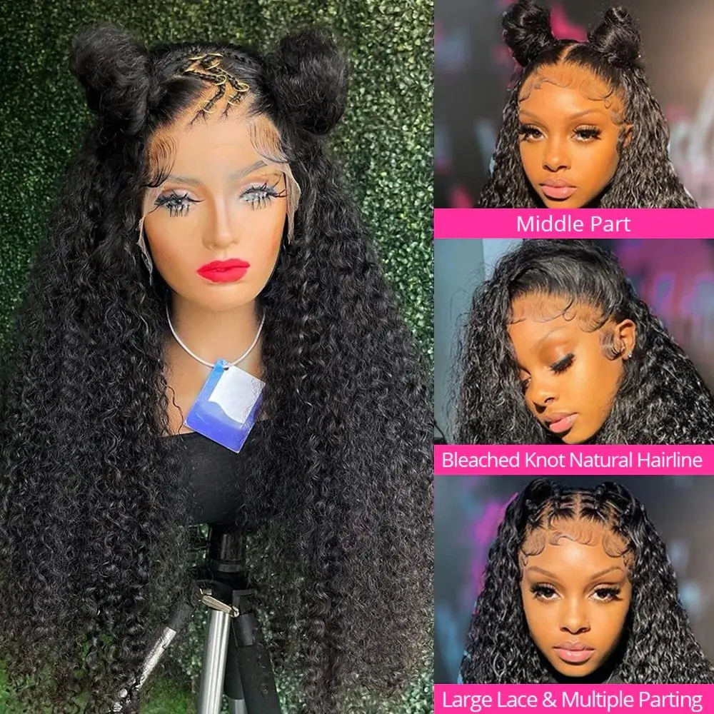 Rosabeauty Deep Wave 250 Density HD 13X6 Transparent Water Wave Lace Frontal Wigs 30 40 Inch 13X4 Front Human Hair Wigs