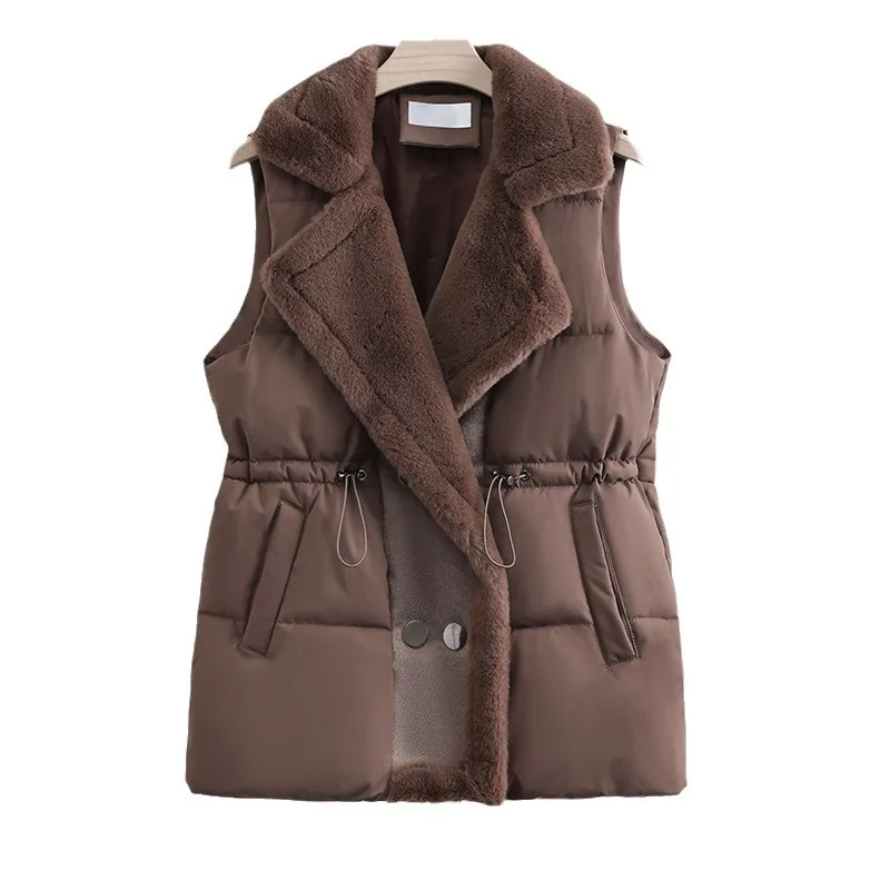 Winter Women Vests Solid Color Black White Brown Women's Short Style Loose Down Jackets Casual Simple Fashion Coats Comfort