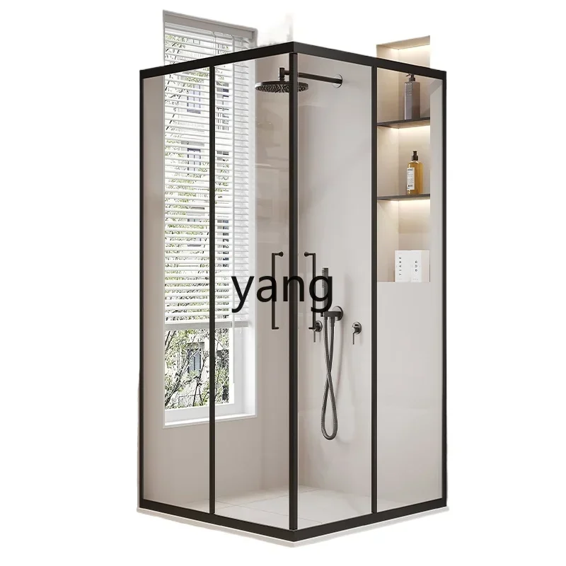 LTT right angle extremely narrow glass door simple partition bathroom household bath screen L type double door