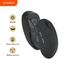 Kysona-Aztec PAW3395 Mouse para jogos sem fio, ultra leve, 6 botões, 90 milhões de computadores ópticos, PC portátil, 55g, 26000DPI