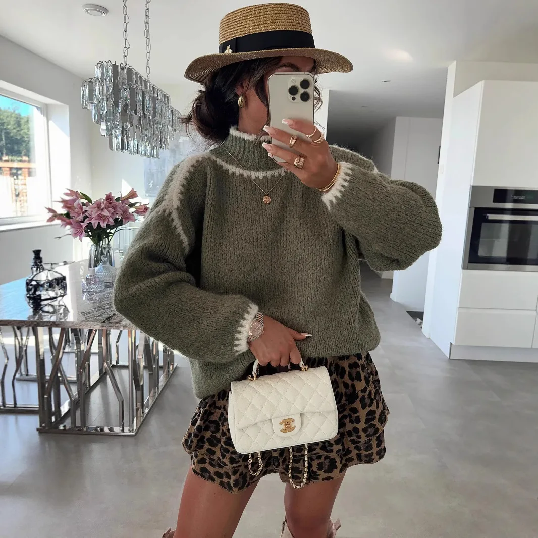 

2025 maglione da donna Half turtleneck long sleeve casual pullover office commuting versatile style sweater winter clothes woman