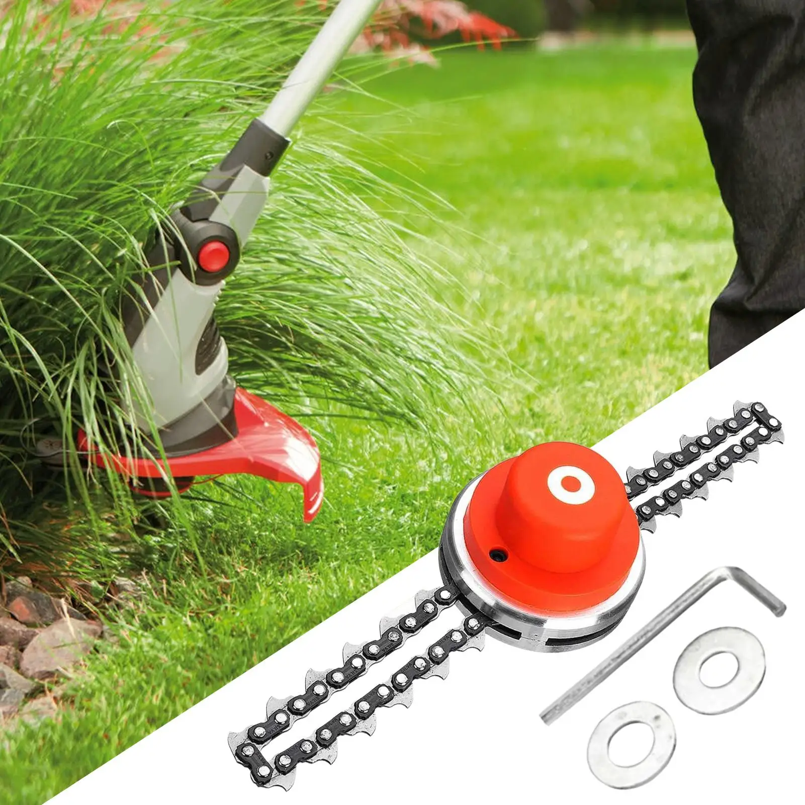 Trimmer Head Chain Trimmer Head Multifunctional Chain Trimmer Head Replacement Parts Garden Tool Lawn Mower Accessories Orange view 4