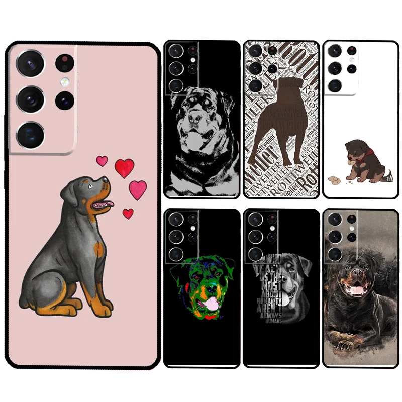 Cute Rottweiler Dog Case For Samsung Galaxy S23 S22 S24 Ultra Note 20 10 S8 S9 S10 Plus S20 FE S21 FE Cover