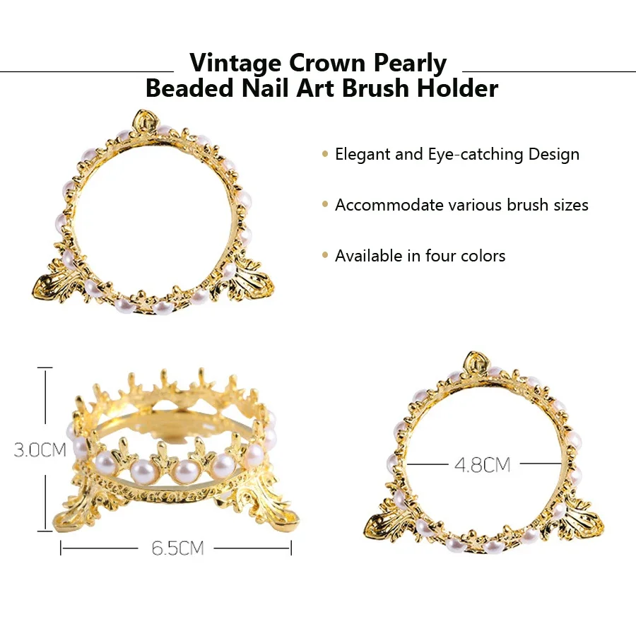 Kroon Ontwerp Nail Art Borstel Houder Set Pen Displayer Gereedschap Acryl Uv Gel Steun Voor Decoraties