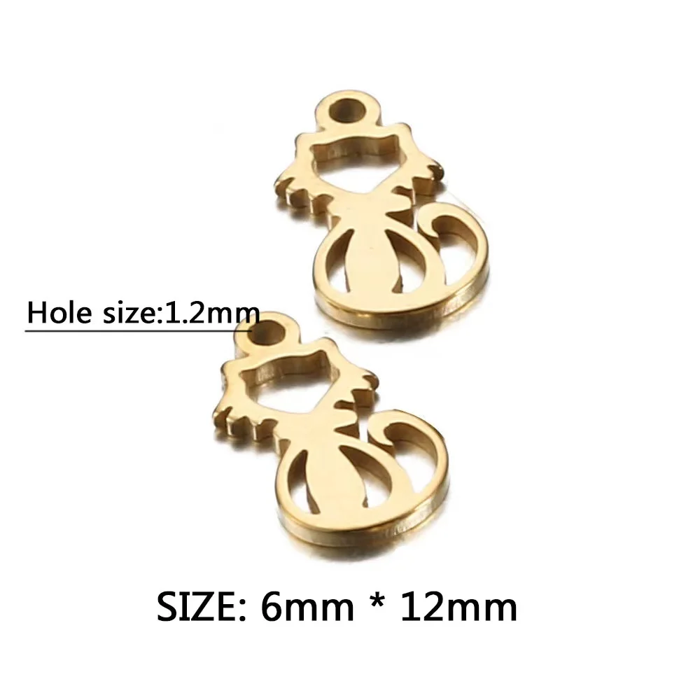 3/10pcs 6*12mm High Finish Steel Cat Pendant 100% Stainless Animal Feet Charm Diy Jewelry Craft Handmade Making