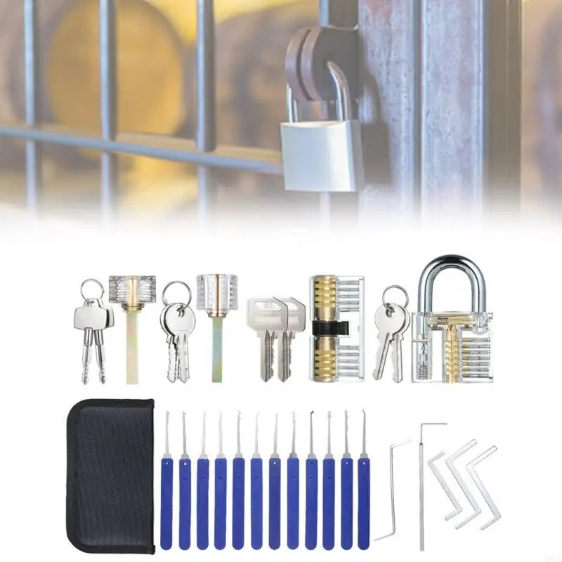 

Набор для ремонта замков Q81C Advanced из 17 частей: 4 прозрачных тренировочных защелки, эргономичные пластиковые ручки в комплекте