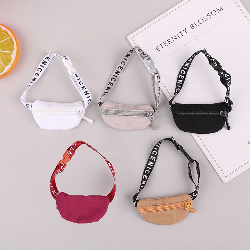 1:8/12 Dollhouse Miniature Cross-body Cloth Waist Bag Mini Doll Chest Bag Shoulder Bag Handbag Backpack Purses Model Decor Toys