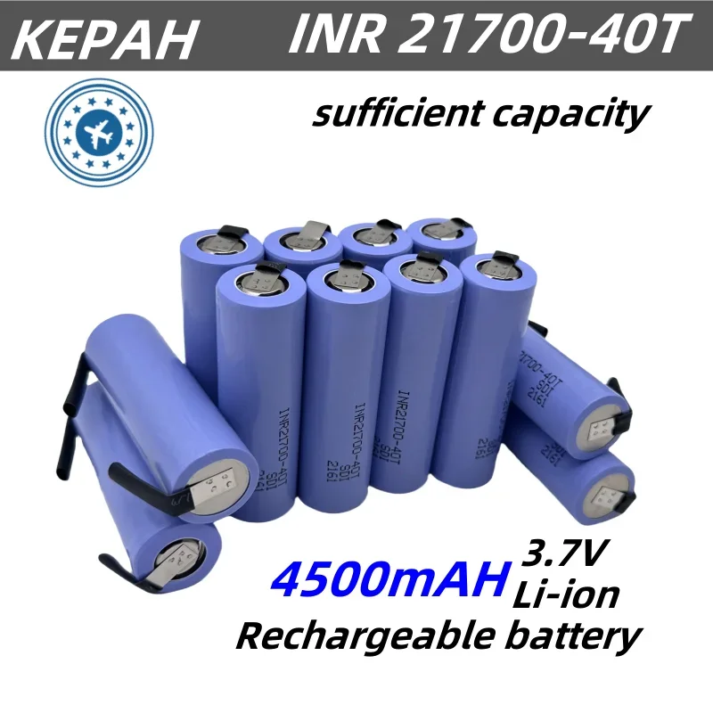 100% nuovo 21700 4500mah 45A 40T 3.7V batteria ricaricabile agli ioni di litio ad alta scarica/capacità 30T li-ion ad alta scarica + Nicke fai da te