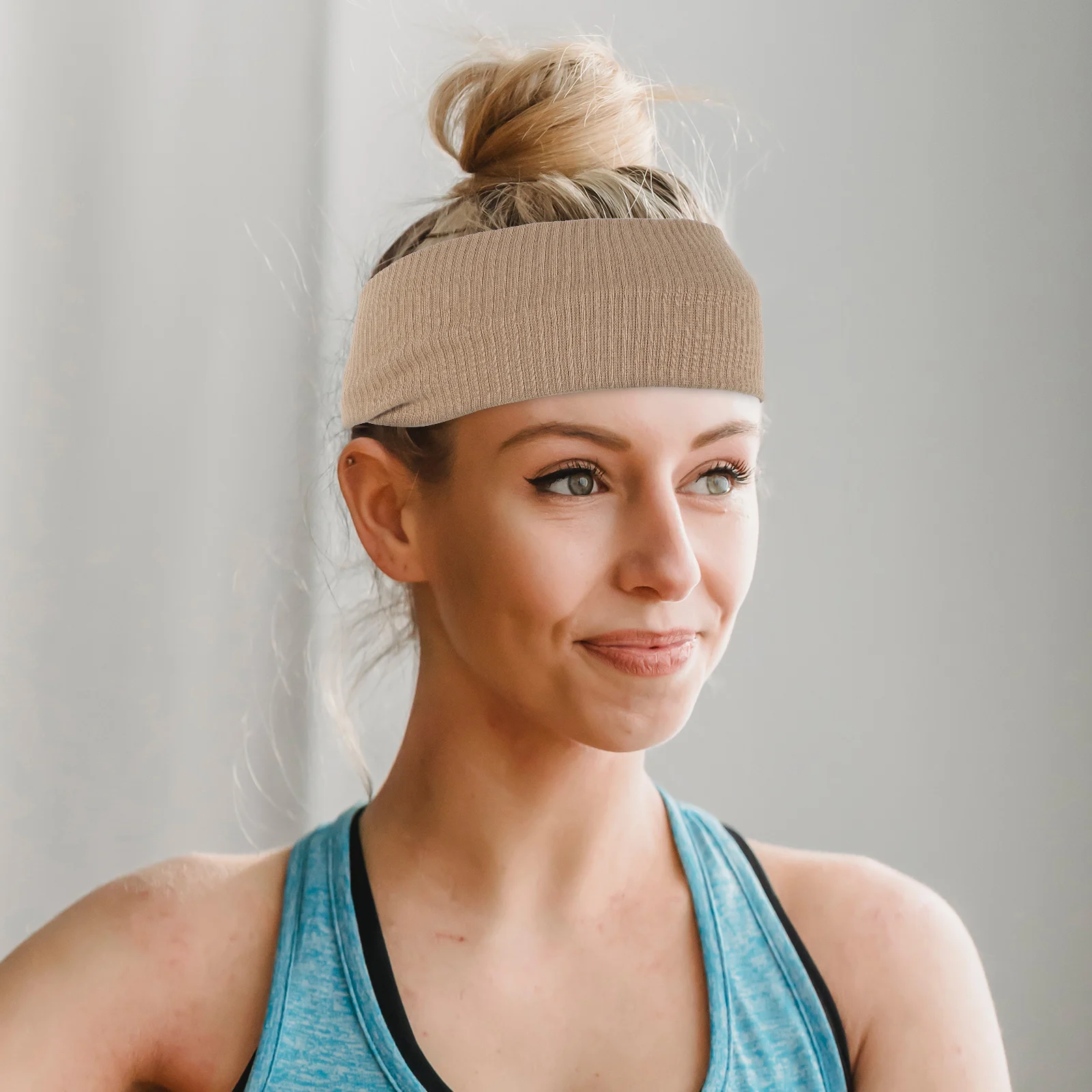 

2Pcs Women Cotton Sweatb s Elastic Fitness Workout Accessories For Women Hair Black Khaki Workout Accessories Yoga