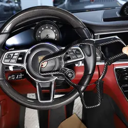 For Porsche Cayenne 2015-2020 ABS Matt black/Carbon Fiber/Red Car Steering Wheel Frame cover Trim sticker Auto Accessories