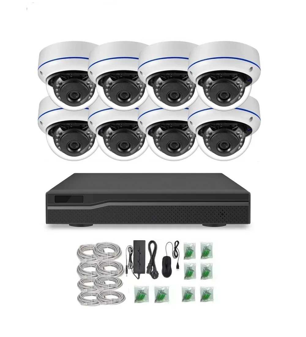 

8CH 5MP Outdoor Video Surveillance Security Camera System POE NVR Kit AI Face Detect Two Way Audio Night Vision Dome OEM