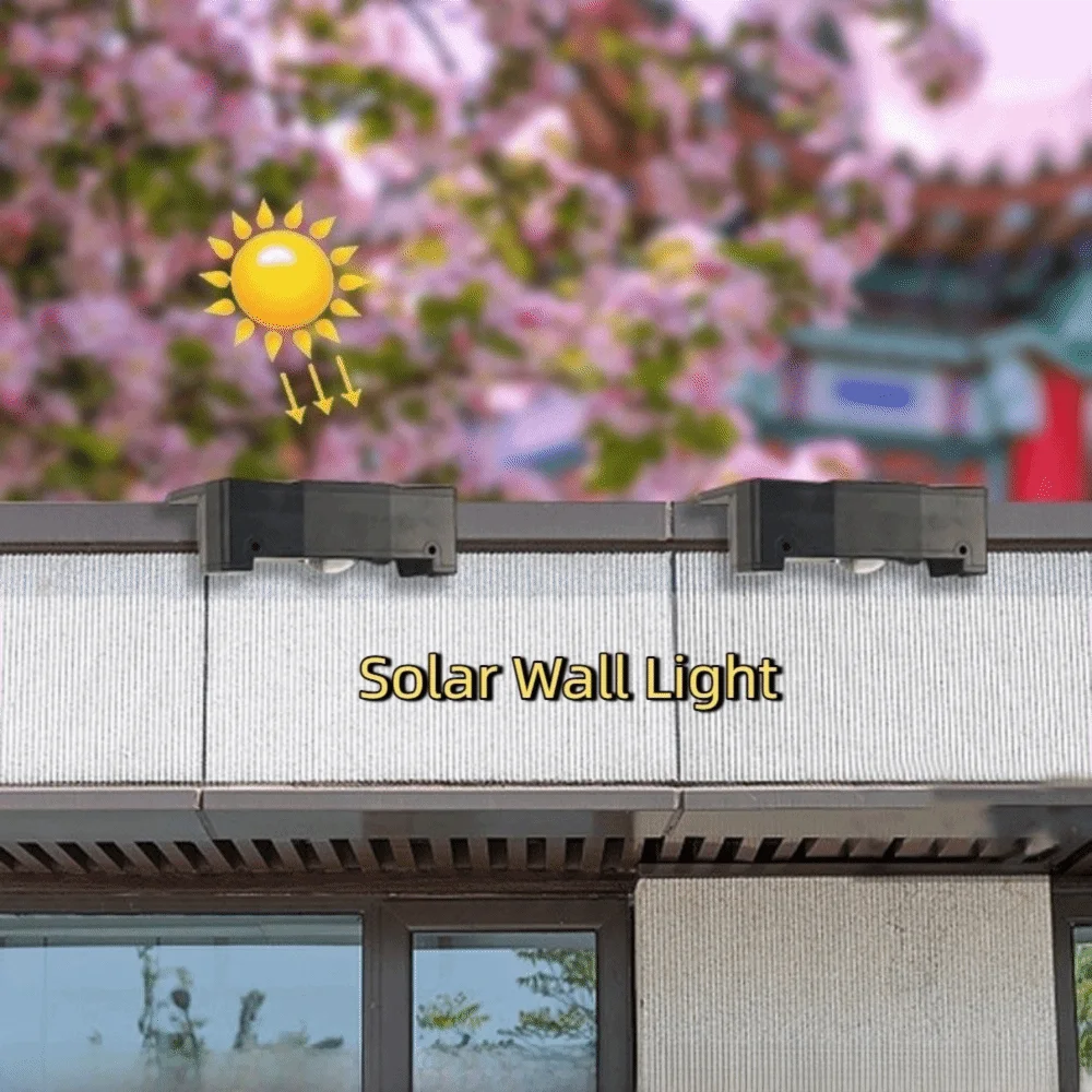 

Waterproof Solar Wall Light Plastic Solar Powered Porch Illumination Light Dimmable Colorful Light Garden Light Fence Decoration