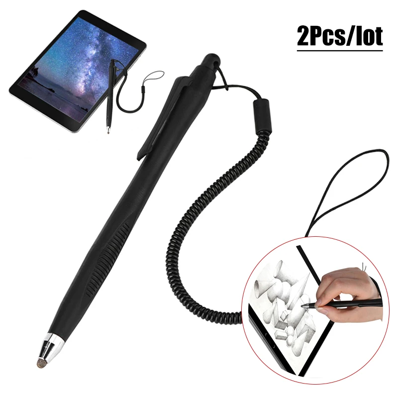 

2Pcs Screen Touch Pen Screen Touch Painting Pen Resistive Stylus With Spring Rope For POS PDA Navigator Tablet Pen