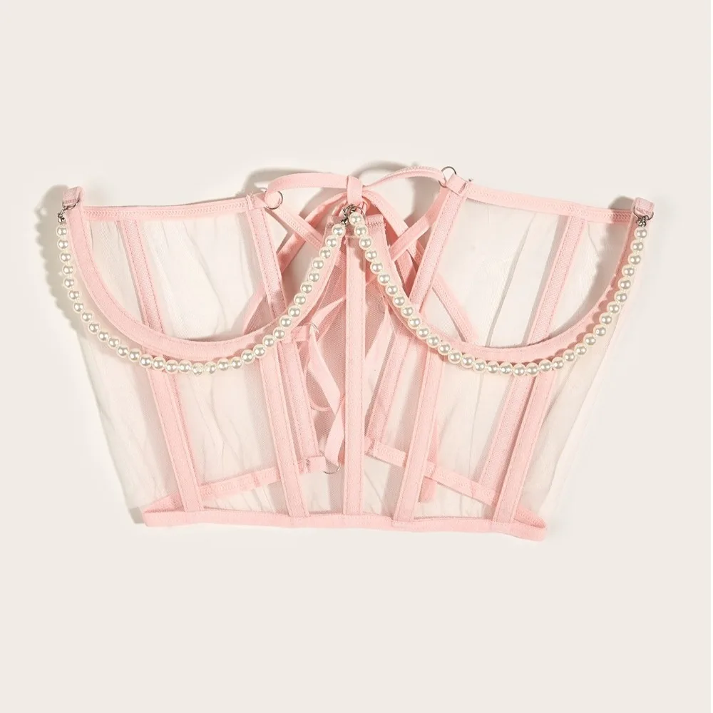 luxury-pearl-chain-mesh-cummerbunds-transparent-bustiers-tied-female-waistband-corset-tank-tops-strap-wide-waist-belt-female