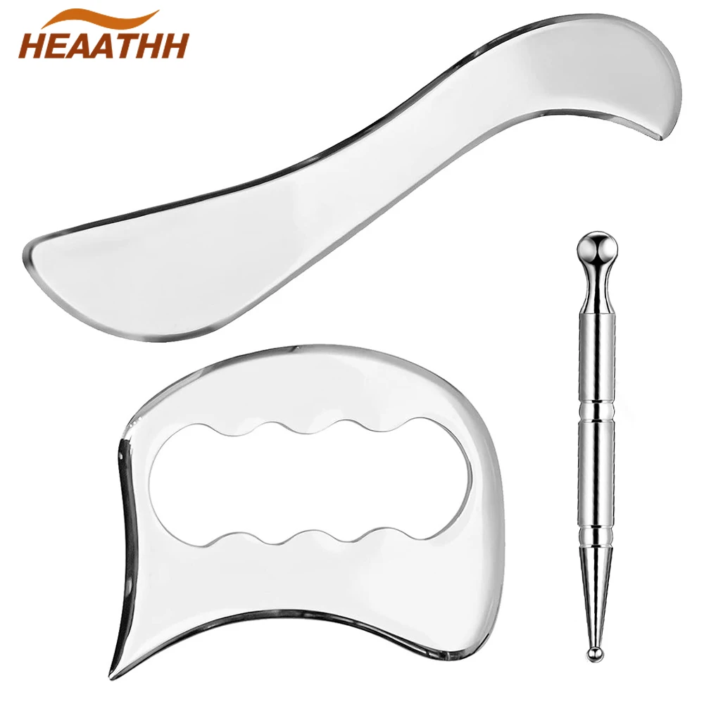 

1/2/3Pcs Stainless Steel Gua Sha Massage Tools Muscle Scraper Myofascial Release,Scar Tissue Massager for Face, Back, Legs, Arms