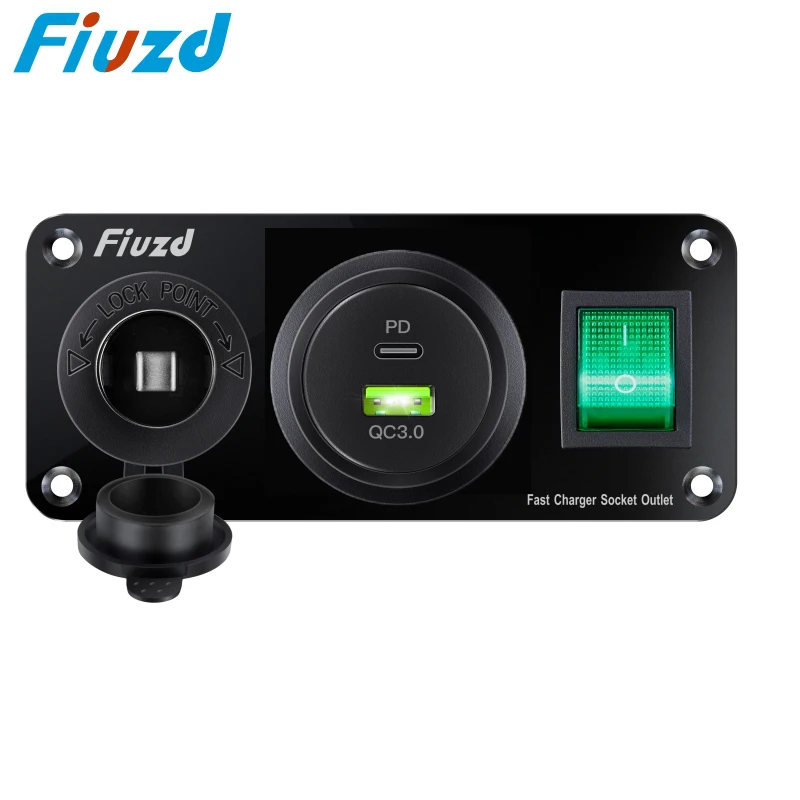 12 فولت ولاعة السجائر المقبس 4 في 1 مقاوم للماء سيارة المزدوج QC3.0 USB منفذ لوحة ل RV مركبة بحرية مقبس الطاقة مقبس الشاحن
