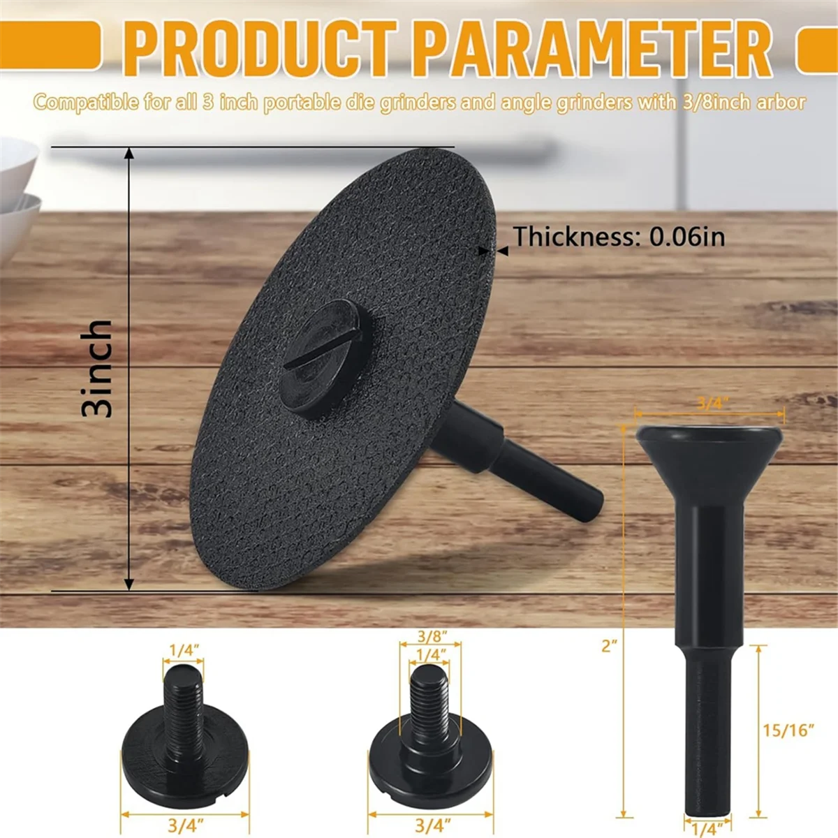 

New 3 inch Cut Off Wheels with 1/4 inch Mandrel Kit,Cutting Wheels Cutter Discs with 3/8 inch Arbor Hole 5pcs+1pack Mandrel