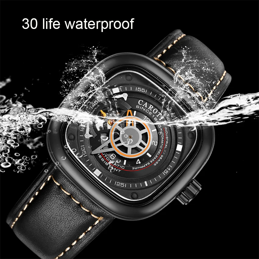 CAROTIF Men\'s Watch Fashion Luxury Sport Watches Male Clock Leather Business Square Wristwatch Gift For Men New Reloj Hombre AAA