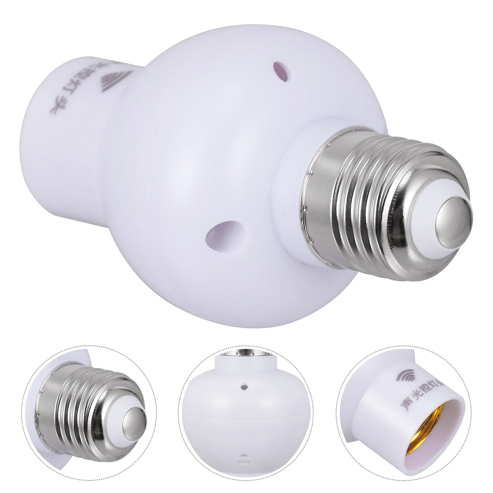 

E27 to E27 Sound and Light Control Lamp Adapter Quality Material Fine Workmanship Good Texture Home Use Lamp Holder Adapter