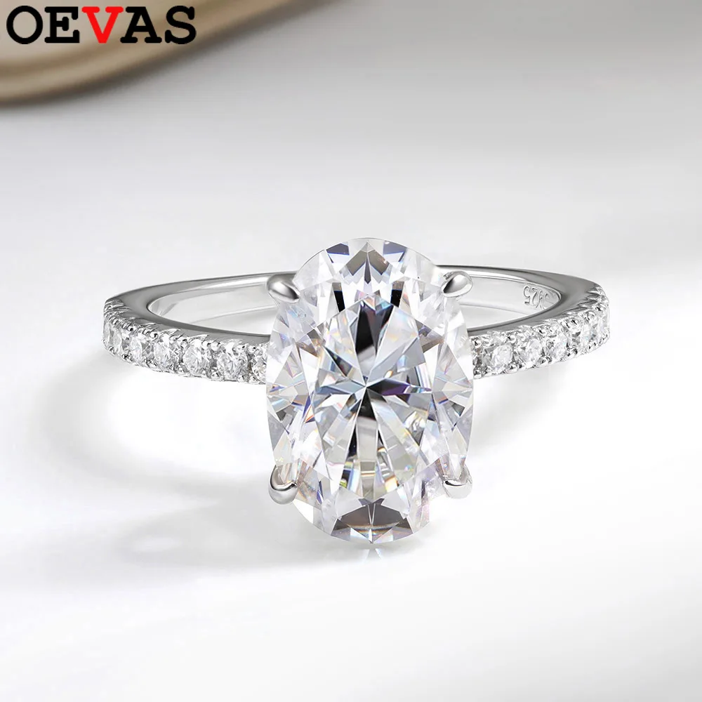 

Свадебные кольца OEVAS 8*12 мм, 4,5 карата, овальные, из настоящего муассанита, для женщин, 100% серебро 925 пробы, сверкающие, для свадебных торжеств, изысканные ювелирные изделия