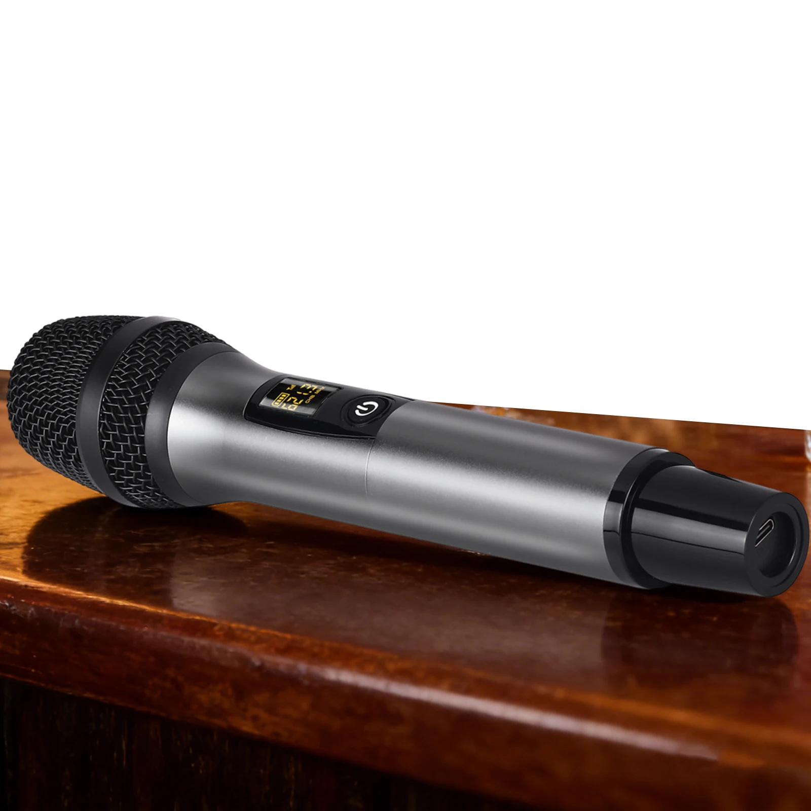 

Беспроводной металлический портативный микрофон с перезаряжаемым приемником для караоке, вечеринок, свадеб, диджеев и выступлений