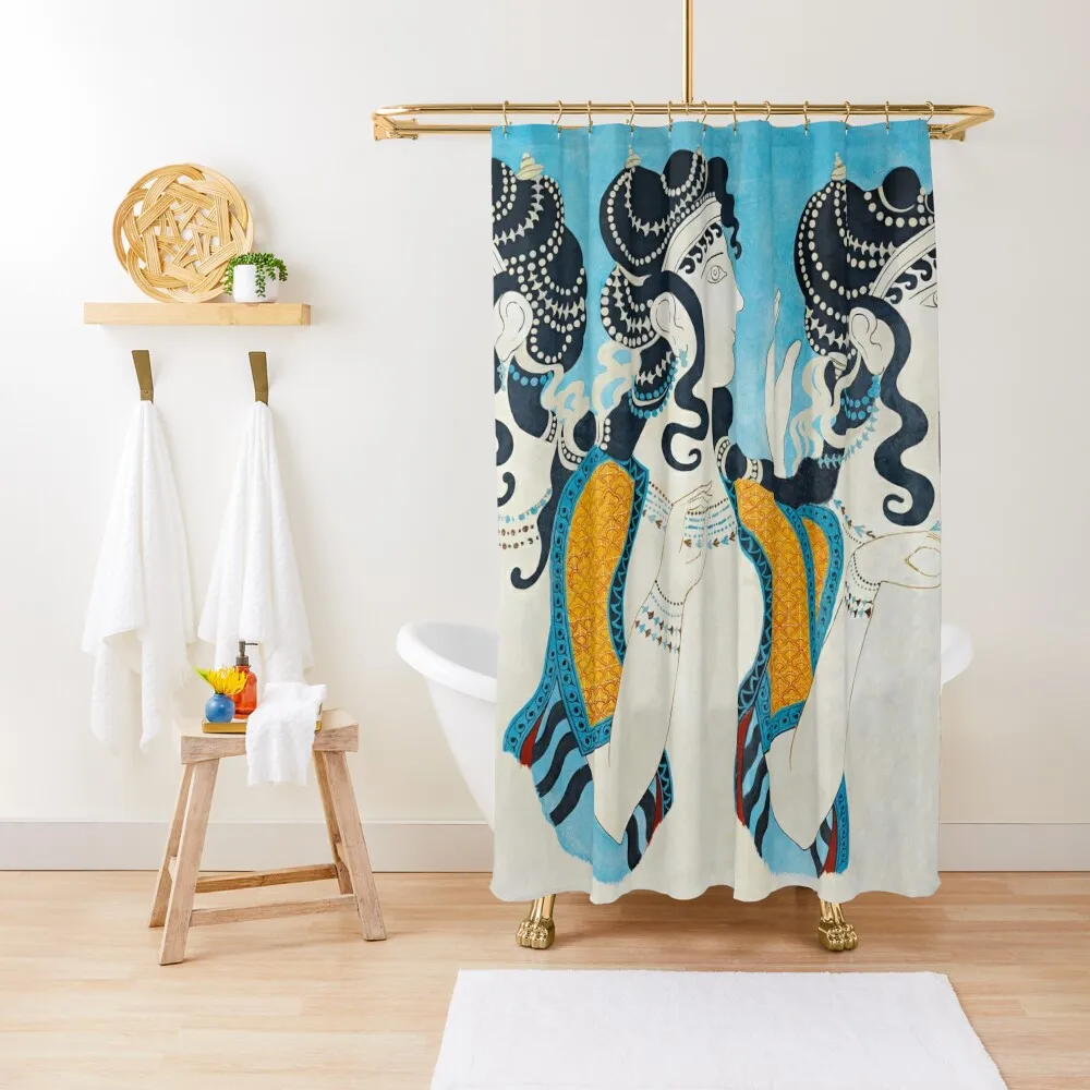 

Ladies in Blue - Minoan Fresco Shower Curtain Anime Shower Toilet Accessories Bathroom For Bathrooms Curtain