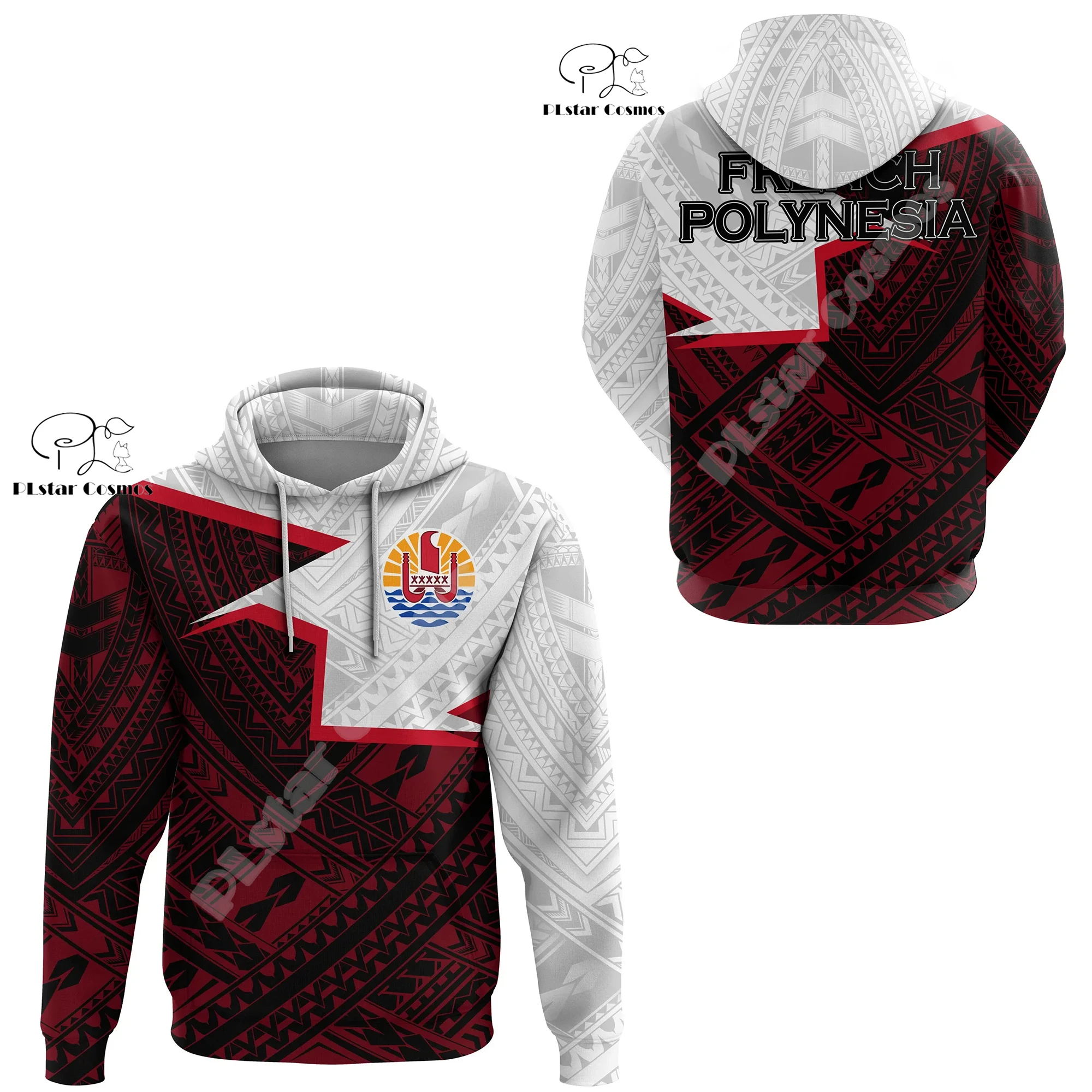 Custom Name French Polynesia Tahiti Country Flag Tribal Hibiscus Tattoo Retro 3DPrint Pullover Harajuku Casual Hoodies Jacket V8