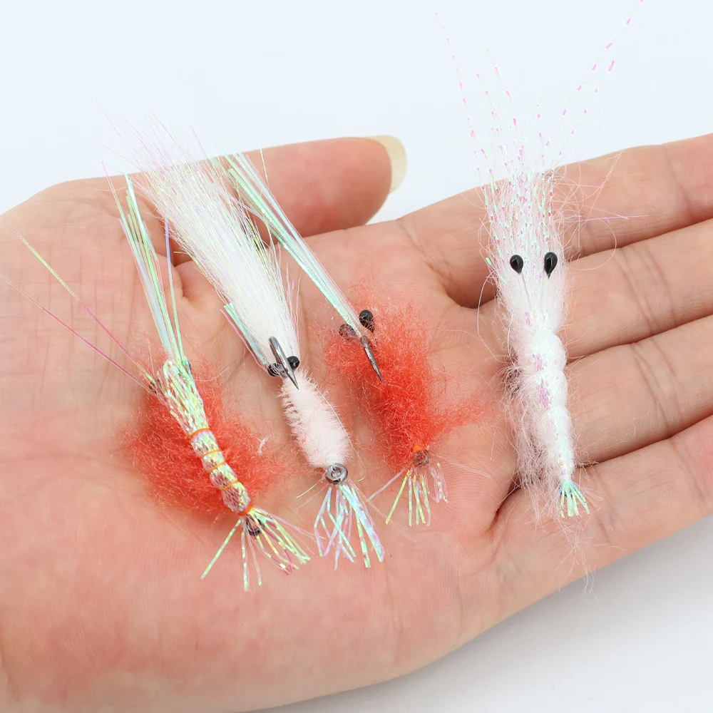 Bimoo 4 Stück 6 Stück # 4 # 6 # 8 Süßwasser-Salzwasser-Garnelen-Fliegen, schnell sinkende Scud-Fliegen für Bonefish, Redfish, Forellen, Karpfen – Angelköder – Detail 6