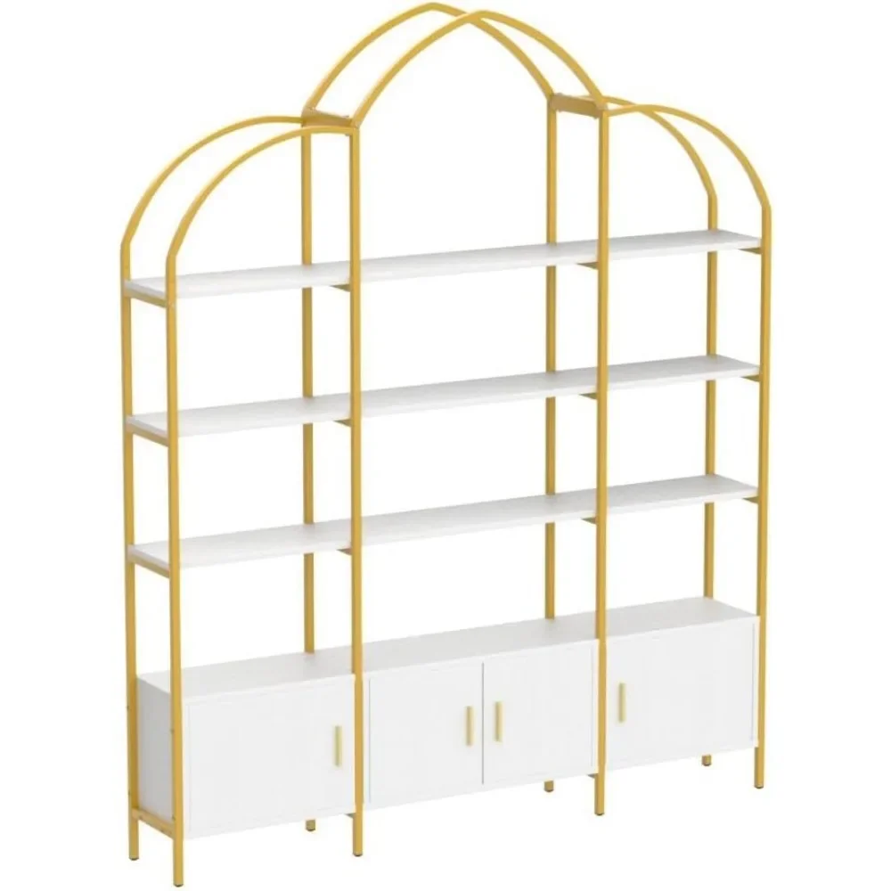 Arched Bookshelves and Bookcases: Triple Wide 5-Tier Large Open Bookshelf, Etagere Bookcase with Display Shelf for Home Office