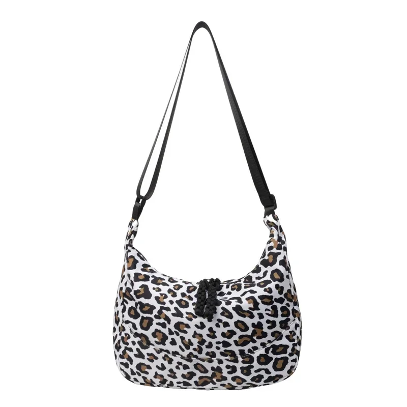 Bolsa de ombro feminina com zíper, alta qualidade, macia, padrão leopardo, na moda, versátil, casual, pendulares, bolsas jovens, venda quente, 2024