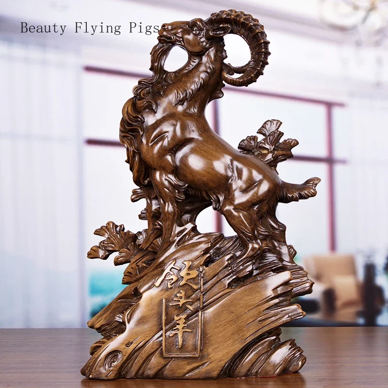 

High grade creative resin zodiac lamb handicraft, living room, wine cabinet, office desktop decoration Animal feng shui