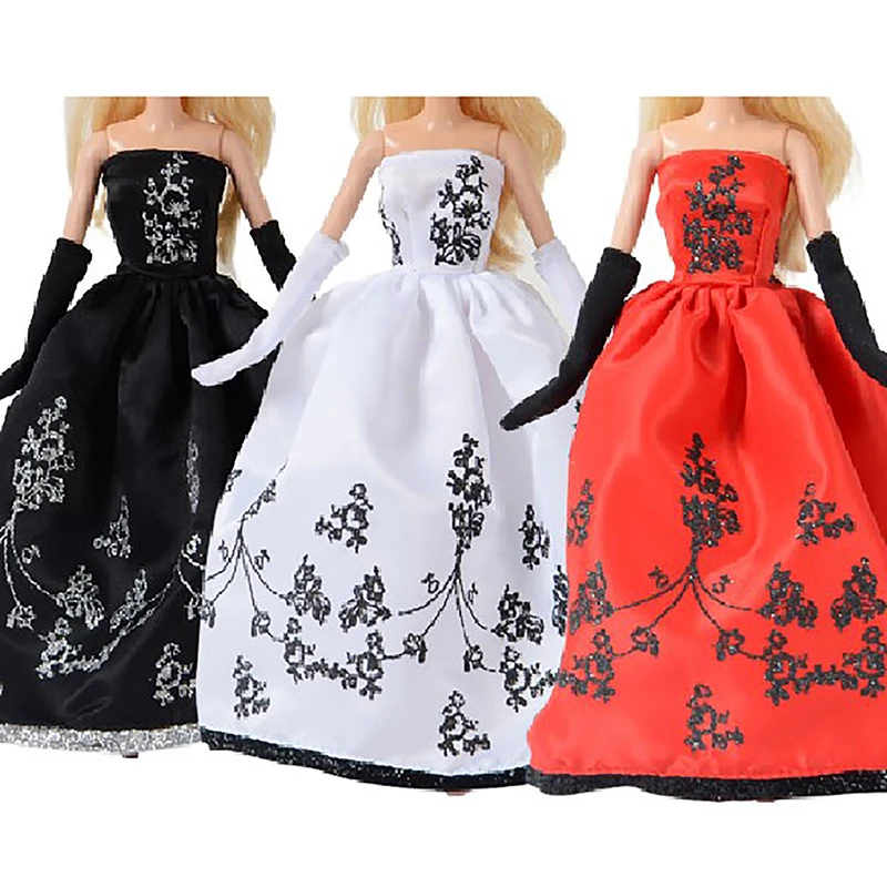 1PC Doll Clothes Princess Dress Banquet Party Beautiful Dress Embroidery Tulle Dress  For 11 Inch -12 Inch (30 Cm) Girl Doll