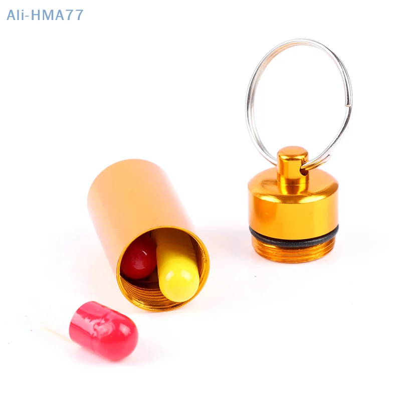 Keyring Tablets Medicine Container Pill Box Aluminium Key Chain Drug Holder